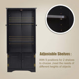 Accent Floor Storage Cabinet with Adjustable Shelves Antique 2-Door-Black