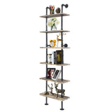 6-Tier Industrial Wall Mounted Pipe Shelves