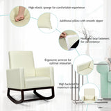 2-in-1 Fabric Upholstered Rocking Chair with Pillow-Beige