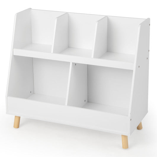 5-Cube Kids Bookshelf and Toy Organizer with Anti-Tipping Kits-White