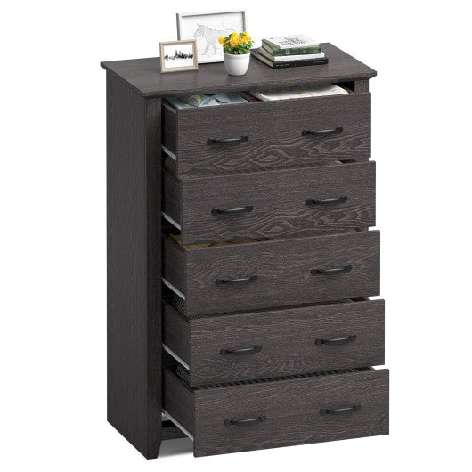 Tall Storage Dresser with 5 Pull-out Drawers for Bedroom Living Room-Gray