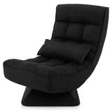 5-Level Adjustable 360° Swivel Floor Chair with Massage Pillow-Black