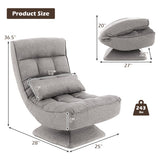 5-Level Adjustable 360° Swivel Floor Chair with Massage Pillow-Gray