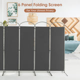 6 Feet 6-Panels Freestanding Folding Privacy Screen-Gray