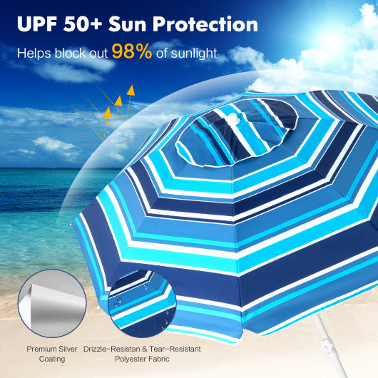6.5 Feet Patio Beach Umbrella with Waterproof Polyester Fabric-Blue