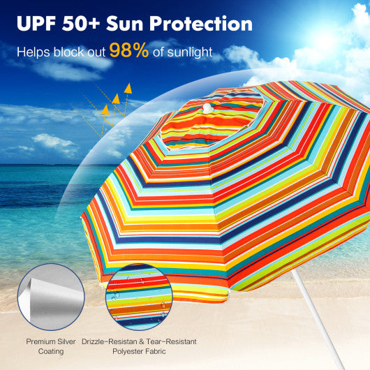 6.5 Feet Patio Beach Umbrella with Waterproof Polyester Fabric-Orange