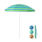 6.5 Feet Patio Beach Umbrella with Waterproof Polyester Fabric-Green