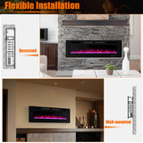 42/50/60/72 Inch Ultra-Thin Electric Fireplace with Decorative Crystals-60 inches