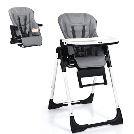 4-in-1 High Chair–Booster Seat with Adjustable Height and Recline-Gray