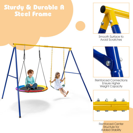 660 LBS Extra-Large A-Shaped Swing Stand with Anti-Slip Footpads-Yellow