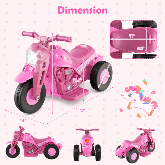 6V Kids Electric Ride on Motorcycle with Bubble Maker and Music-Pink