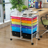 12 Drawers Rolling Cart Storage Scrapbook Paper Organizer Bins-Multicolor