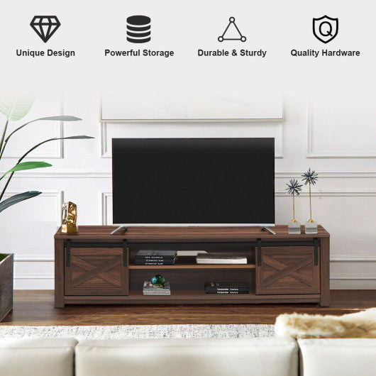 65" Flat Sliding Barn Door TV Stand-Walnut