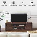 65" Flat Sliding Barn Door TV Stand-Walnut