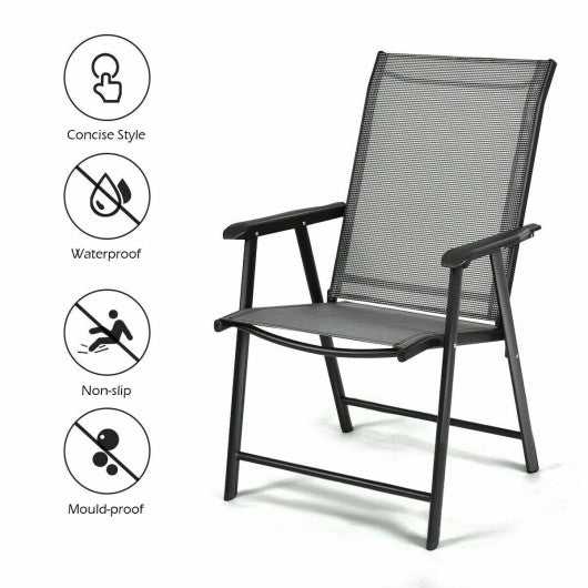 Set of 2 Outdoor Patio Folding Chairs-Gray