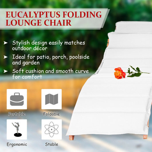 3 Pieces Folding Patio Eucalyptus Wood Lounge Chair Set with Foldable Side Table