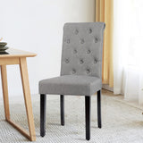 2 Pieces Tufted Dining Chair Set with Adjustable Anti-Slip Foot Pads-Gray