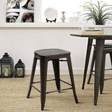 Set of 4 Industrial Metal Counter Stool Dining Chairs with Removable Backrests-Gun