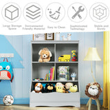3-Tier Children's Multi-Functional Bookcase Toy Storage Bin Floor Cabinet-Gray