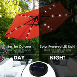 9' Patio LED Solar Umbrella with Crank-Orange