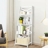 2 Pieces 4-Tier Wood Display Storage Bookshelf Set-White