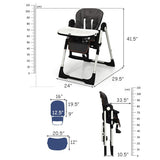 Foldable High chair with Multiple Adjustable Backrest-Dark Gray