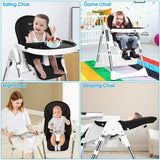 Foldable High Chair with Large Storage Basket -Black