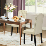 Set of 2 Tufted Upholstered Dining Chairs-Beige