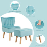 Modern Accent Chair Ottoman Set with Footstool-Turquoise