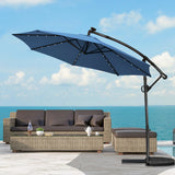 10 ft 360° Rotation Solar Powered LED Patio Offset Umbrella-Blue