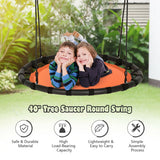 40" Kids Play Multi-Color Flying Saucer Tree Swing Set with Adjustable Heights-Orange