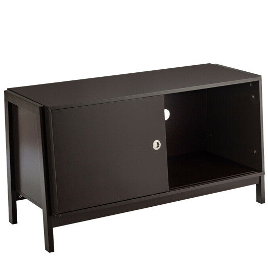 TV Stand Modern Entertainment Cabinet with Sliding Doors-Dark Brown