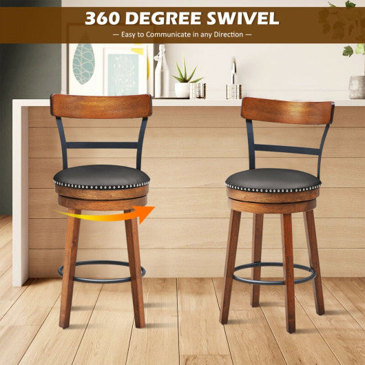 Set of 2 25.5 Inch Swivel Counter Height Bar Stool