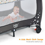 Portable Baby Playpen with Mattress Foldable Design-Gray