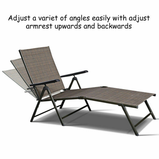 Set of 2 Adjustable Chaise Lounge Chair with 5 Reclining Positions