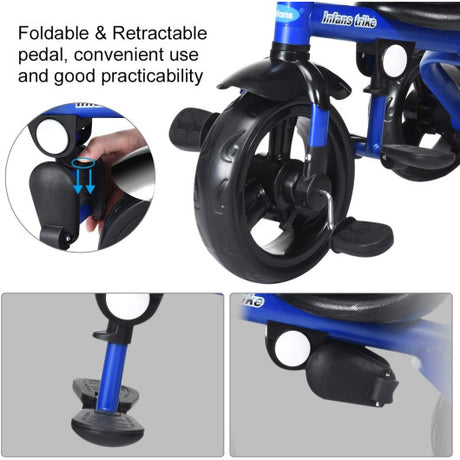 4-in-1 Kids Tricycle with Adjustable Push Handle-Blue
