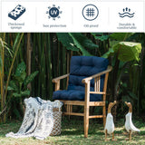 22 x 44 Inch Tufted Outdoor Patio Chair Seating Pad-Blue