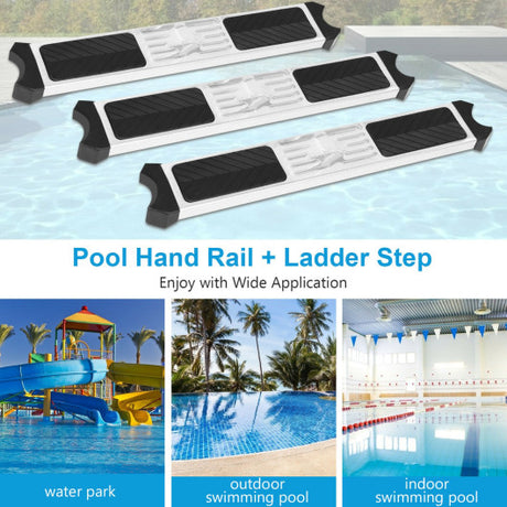 Split Swimming Pool Ladder Stainless Steel 3-Step Ladder and 2 Handrails