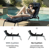 Outdoor Lounge Chaise Cushion with String Ties for Garden Poolside-Gray