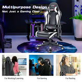 Gaming Chair Adjustable Swivel Racing Style Computer Office Chair-White