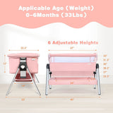 Portable Baby Bedside Sleeper with Adjustable Heights and Angle-Pink