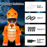 8 Feet Halloween Inflatables Pumpkin Head Dinosaur with LED Lights and 4 Stakes