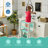 Kids Kitchen Step Stool with Double Safety Rails -Green