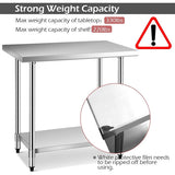 24 x 36 Inch Stainless Steel Commercial Kitchen Food Prep Table