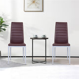 4 pcs PVC Leather Dining Side Chairs Elegant Design -Coffee