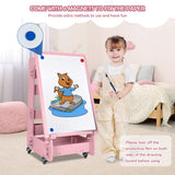 Multifunctional Kids' Standing Art Easel with Dry-Erase Board -Pink