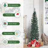 Snowy Artificial Pencil Christmas Tree with Pine Cones-5 ft