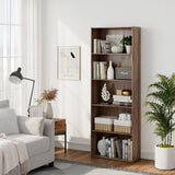 5-Shelf Storage Bookcase Modern Multi-Functional Display Cabinet Furniture-Walnut