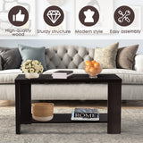 Rectangular Cocktail Coffee Table with Storage Shelf