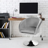 360 Degree Swivel Makeup Stool Accent Chair with Round Back and Metal Base-Gray